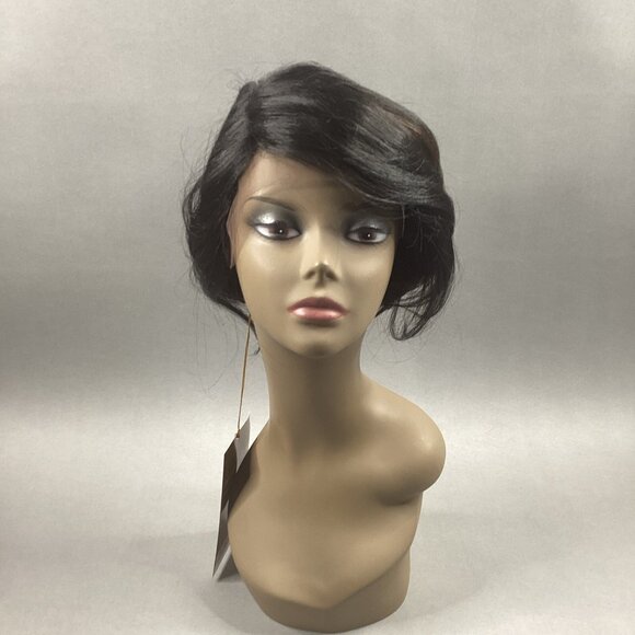 H/H Avanza Short Straight #F1B/30 Black Brown 100% Human Hair Blend Full Wig - Picture 2 of 9